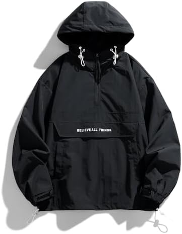 SOLY HUX Men's Windbreaker Jackets Streetwear Full Zip Hooded